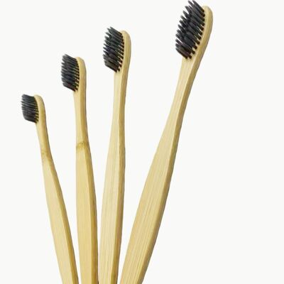OEM all'ingrosso Biodegradabile Eco Friendly Nero Soft Bambù Spazzolino per denti puliti